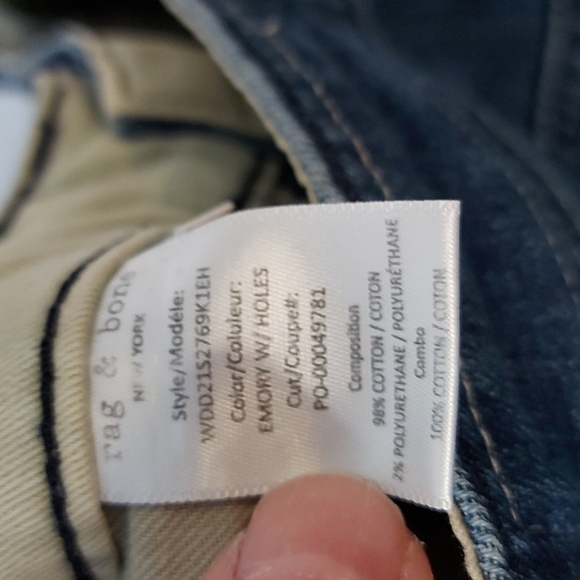 Rag & Bone Rosa Mid Rise Destressed Straight Leg Jeans Size 24 - Picture 8 of 8